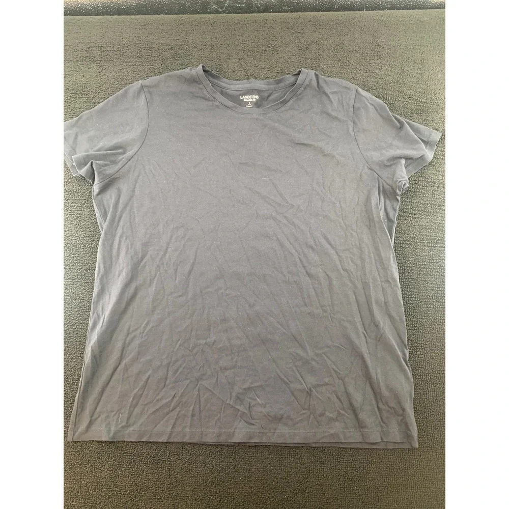 Lands End Relaxed Fit Black Crew Neck T Shirt Size L 14-16 Women - Picture 1 of 3